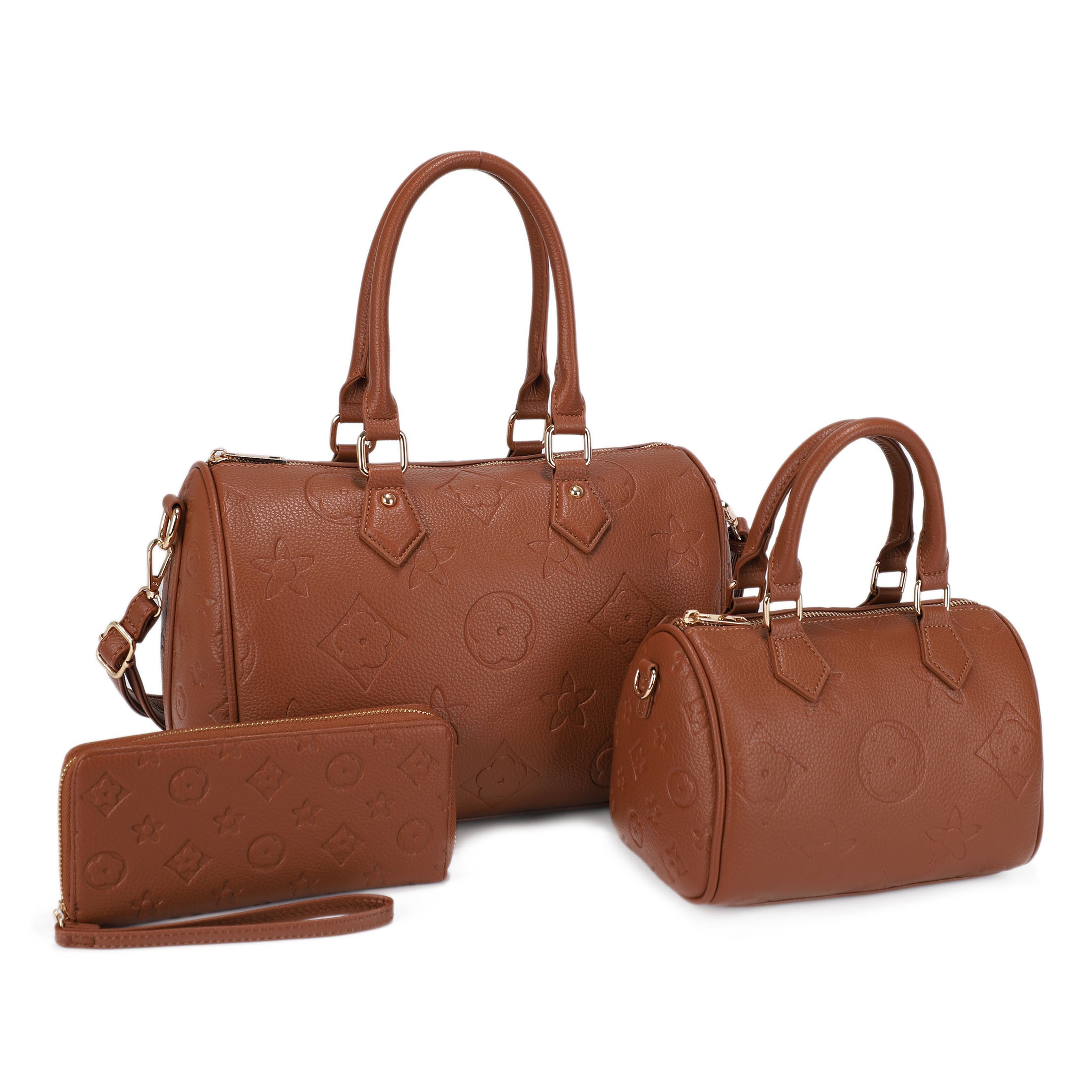 3In1 Monogram Design Satchel W Matching Bag Wallet